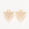 Brass Micro Pave Cubic Zirconia Charms, Triangle, Nickel Free, Real 18K Gold Plated, 10x9x2mm, Hole: 1mm