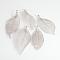 Electroplated Natural Leaf Big Pendants, with Iron Findings, Platinum Plated, 50~80x20~35x1mm, Hole: 3x6mm