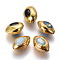 Glass Beads, with Golden Plated Brass Findings, Olive Shape, Mixed Color, 25~27x17~21x13~17mm, Hole: 1~1.2mm