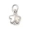 Brass Pendants, Flower Charms, Long-Lasting Plated, Lead Free & Cadmium Free, Rack Plating, with Jump Ring, Platinum, 9.5x7.5x4mm, Hole: 3mm