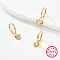 3Pcs 925 Sterling Silver Clear Cubic Zirconia Heart Hoop Earrings, Golden, 10mm