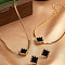 Flower Alloy Crystal Rhinestone & Enamel Pendant Necklaces & Charm Bracelets & Stud Earrings Sets, Golden, 350mm
