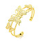 Butterfly Rack Plating Brass 2-Strand Open Cuff Bangles for Women, Cadmium Free & Lead Free, Long-Lasting Plated, Real 18K Gold Plated, Inner Diameter: 2-3/8 inch(6cm)