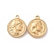 304 Stainless Steel Pendants, Flat Round with Human, Real 18K Gold Plated, 21x18x4mm, Hole: 1.8mm