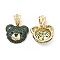 Brass Micro Pave Cubic Zirconia Pendants, Cadmium Free & Lead Free, Bear Head Charms, Golden, Dark Slate Gray, 16x18.5x6~6.5mm, Hole: 6x3.5mm