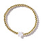 Beach Style Brass and Star Shell beads Bracelet for Women Layered Wear, Golden, 6-7/8 inch(17.5cm)