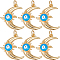 8Pcs Eco-Friendly Brass Enamel Pendants, with Jump Ring, Moon with Evil Eye Charm, Real 18K Gold Plated, 21x18x6mm, Hole: 3.5mm