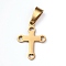304 Stainless Steel Pendants, Cross, Golden, 19x14x1.5mm, Hole: 3.5x7mm