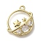 Rack Plating Brass Micro Pave Cubic Zirconia Pendants, Cadmium Free & Nickel Free & Lead Free, Long-Lasting Plated, Planet with Star, Real 14K Gold Plated, 17x14.5x2.5mm, Hole: 1.4mm