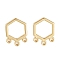Brass Hexagon Chandelier Component Links, Long-Lasting Plated, Nickel Free, Real 18K Gold Plated, 14x10.5x1mm, Hole: 1.2mm