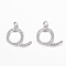 Eco-Friendly Brass Micro Pave Cubic Zirconia Pendants, Rack Plating & Long-Lasting Plated, Lead Free & Nickel Free, Real Platinum Plated, Letter.Q, 16x18x2mm, Hole: 3mm