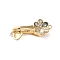 Brass Micro Pave Clear Cubic Zirconia Fold Over Clasps, Cadmium Free & Nickel Free & Lead Free, with Abalone Shell, Flower, Real 18K Gold Plated, 29mm, Hole: 1.2mm