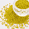 Glass Cylinder Beads, Seed Beads, Opaque Colours, Round Hole, Gold, 1.5~2x1~2mm, Hole: 0.8mm, about 8000pcs/bag, about 1pound/bag