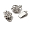 Brass Box Clasps, Plum Blossom Flower, Nickel Free, Platinum, 14x9x5mm, Hole: 2mm