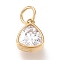 PVD Vacuum Plating 304 Stainless Steel Cubic Zirconia Pendant, Triangle, Golden, Clear, 12.5x9.5x5mm, Hole: 5mm