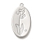 Brass Micro Pave Cubic Zirconia Pendants, Cadmium Free & Nickel Free & Lead Free, Birthday Flower Charms, May Lily, 26x14x1mm, Hole: 1.2mm