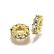 Brass Micro Pave Clear Cubic Zirconia Beads, Rack Plating, Long-Lasting Plated, Lead Free & Cadmium Free, Flat Round, Golden, 7.5x2.5mm, Hole: 3.5mm