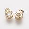 Brass Micro Pave Grade AAA Cubic Zirconia Charms, Lead Free & Nickel Free & Cadmium Free, Flat Round, Real 18K Gold Plated, 6.5~7.5x4.3x2mm, Hole: 1mm