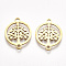 201 Stainless Steel Links connectors, Laser Cut Links, Flat Round with Tree of Life, Golden, 19x14.5x1mm, Hole: 1.5mm