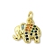 Real 18K Gold Plated Brass Pave Cubic Zirconia Pendants, Cadmium Free & Nickel Free & Lead Free, with Jump Rings, Elephant, Colorful, 11.5x12x2mm, Hole: 3mm