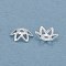 Brass 6-Petal Bead Caps, Long-Lasting Plated, Flower, Silver, 7x2.5mm, Hole: 1.2mm