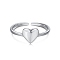 Rhodium Plated 925 Sterling Silver Heart Open Cuff Rings, for Mother's Day, with 925 Stamp, Real Platinum Plated, 1.4mm, US Size 7(17.3mm)