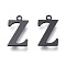 304 Stainless Steel Charms, Laser Cut, Alphabet, Electrophoresis Black, Letter.Z, 12.5x7.5x0.8mm, Hole: 1mm