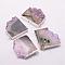 Natural Amethyst Pendants, Nuggets, with Silver Plated Brass Finding, 35~40x40~45x7~9mm, Hole: 2mm