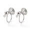 Tarnish Resistant 304 Stainless Steel Ear Cuff Findings, Wire Wrap Vortex Earring Findings with Vertical Loop, Stainless Steel Color, 14.5mm, Hole: 3x0.6mm