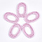 Waxed Polyester Cord Woven Pendants, with Iron Findings, Oval, Pink, 47~48x30~31x3mm