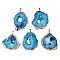 Natural Druzy Agate Pendants, with Golden Brass Edge and Pinch Bail, Dyed, Nuggets, Sky Blue, 45~59x27~50x6~12mm, Hole: 6x3.5mm