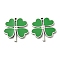 304 Stainless Steel Enamel Charms, Clover Charms, Stainless Steel Color, Green, 14.5x15x1.5mm, Hole: 1mm