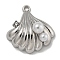 Alloy ABS Pearl Pendants, with Rhinestone, Cadmium Free & Nickel Free & Lead Free, Shell Shape, Platinum, 19.5x18.5x7.5mm, Hole: 1.4mm