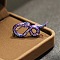 Snake Alloy Rhinestone Brooches for Backpack Clothes, Slate Blue, 44x19mm