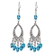 Halloween Skull Dyed Synthetic Turquoise & Alloy Dangle Earrings, Brass Jewelry for Women, Deep Sky Blue, 83x27.5mm