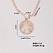 Fashion Brass Rhinestones Flat Round Pendant Necklace for Women, Unique and Versatile, Golden, 15.75 inch(400mm)