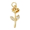 Rack Plating Brass Micro Pave Cubic Zirconia Pendants, Lead Free & Cadmium Free, Long-Lasting Plated, Flower Charms, with Jump Ring, Real 18K Gold Plated, 23x9x6mm