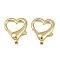 Heart Brass Lobster Claw Clasps, Long-Lasting Plated, Cadmium Free & Lead Free, Rack Plating, Real 18K Gold Plated, 26x22x5mm, Hole: 2mm