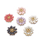 Brass Bead Caps, with Enamel, Flower, Golden, Mixed Color, 31x6mm, Hole: 0.7mm, Inner Diameter: 4mm