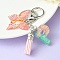 Resin & Acrylic Keychains, with Alloy Split Key Rings and Faux Suede Tassel Pendants, Letter & Butterfly, Random Gradient Color, Letter P, 8.6cm