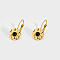 Vintage French Style Stainless Steel Hoop Earrings, with Synthetic Turquoise, Golden, Flat Round