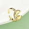 Brass Micro Pave Cubic Zirconia Open Cuff Rings, Cadmium Free & Nickel Free & Lead Free, Letter C, Real 18K Gold Plated, 15x13.5mm, Inner Diameter: Adjustable