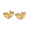 Ion Plating(IP) 304 Stainless Steel Stud Earring Finding, Earring Settings with Round Tray, Eye, Real 18K Gold Plated, 8.5x13mm, Pin: 0.9mm, Tray: 3mm