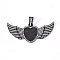 Alloy Pendant Cabochon Settings, with Crystal Rhinestone, Cadmium Free & Lead Free, Heart with Wing, Electrophoresis Black, Tray: 23x25mm, 38.5x88x5mm, Hole: 16x5mm