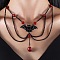 Iron & Round Resin Halloween Bat Pendant 3 Layered Necklaces for Women, Black, Red, 17.13 inch(43.5cm)