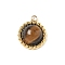 Natural Tiger Eye Half Round Charms, with 304 Stainless Steel Findings, Real 18K Gold Plated, Ion Plating(IP), 10.5x9x4.5mm, Hole: 1.2mm