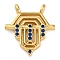 Brass Micro Pave Cubic Zirconia Pendants, Cadmium Free & Lead Free, Real 18K Gold Plated, Royal Blue, 16.5x15x2mm, Hole: 1.2mm