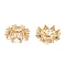 Brass Micro Pave Clear Cubic Zirconia Bead Caps, Cadmium Free & Nickel Free & Lead Free, Flower, Real 18K Gold Plated, 16x6mm, Hole: 3mm