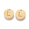 304 Stainless Steel Charms, Ion Plating (IP), Flat Round, Letter L, 10x1~1.5mm, Hole: 1mm