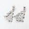 Brass Micro Pave Cubic Zirconia Pendants, Christmas Tree, Lead Free & Nickel Free, Platinum, 20x14x3mm, Hole: 4x3mm